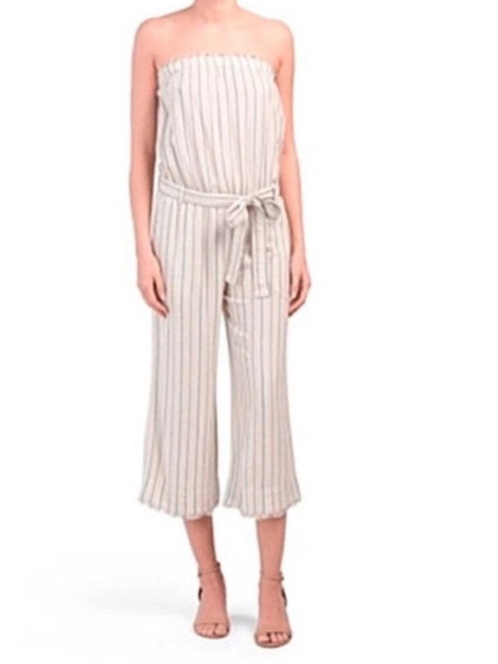Cloth & Stone Beige Striped Jumpsuit